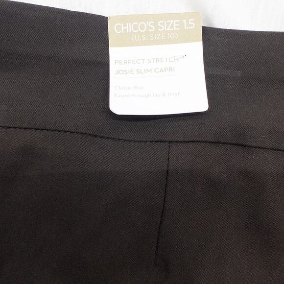 Chicos Josie Slim Capri 1.5 Women's Medium 10 Brown with Hem Trim - Picture 4 of 6